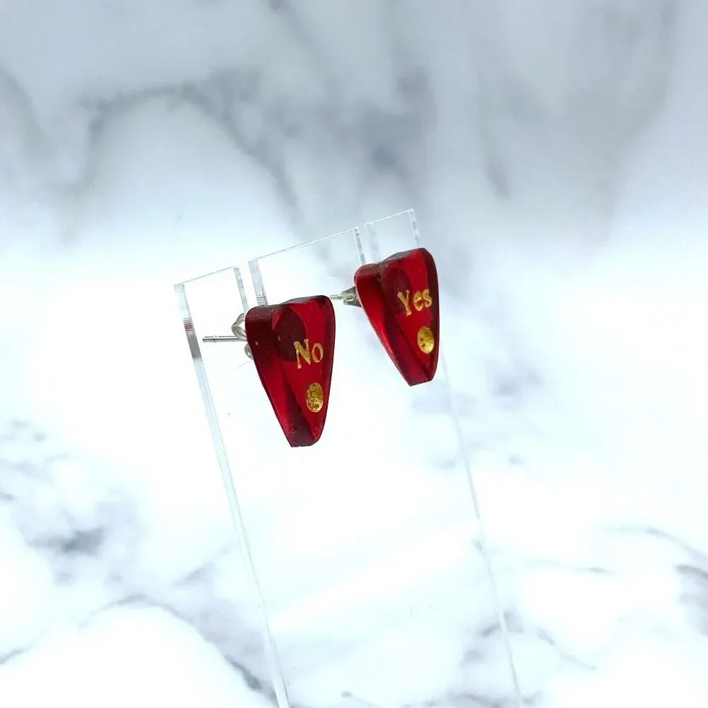 Blood Red Ouija Planchette Earrings
